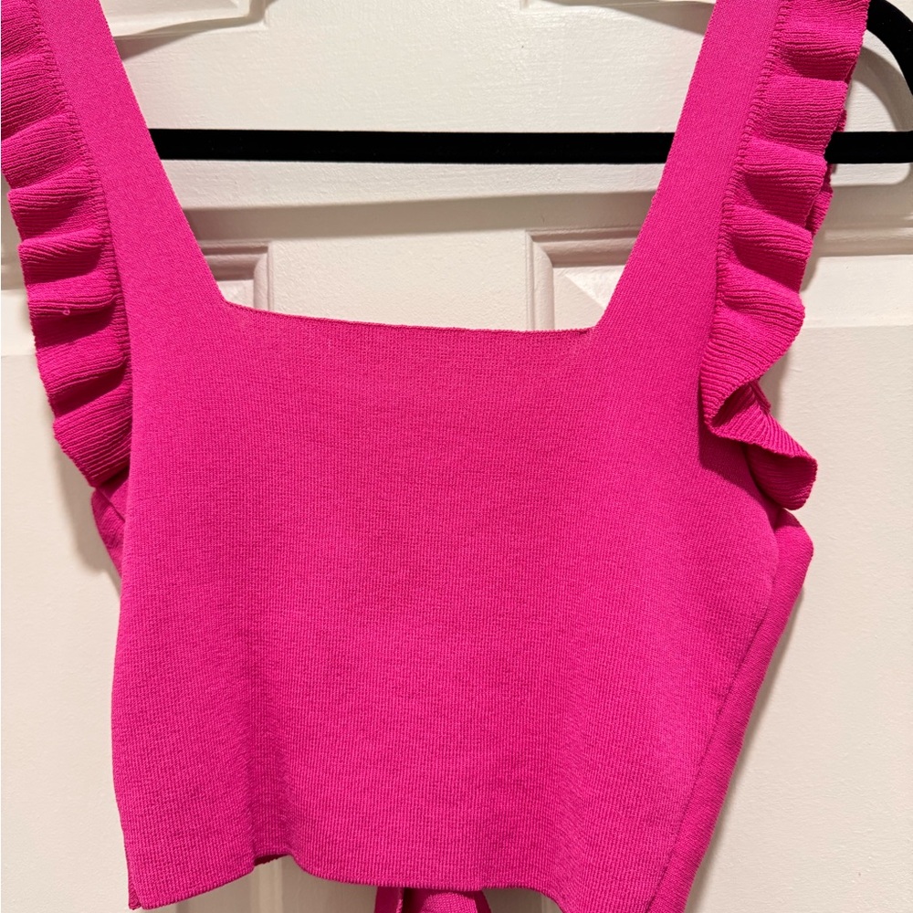 Mango Fuchsia Ruffled Tank TopSize is S